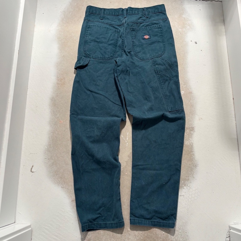 Dickies Relaxed Fit Duck Carpenter Pants Teal Blue W28 L32 Workwear Utility